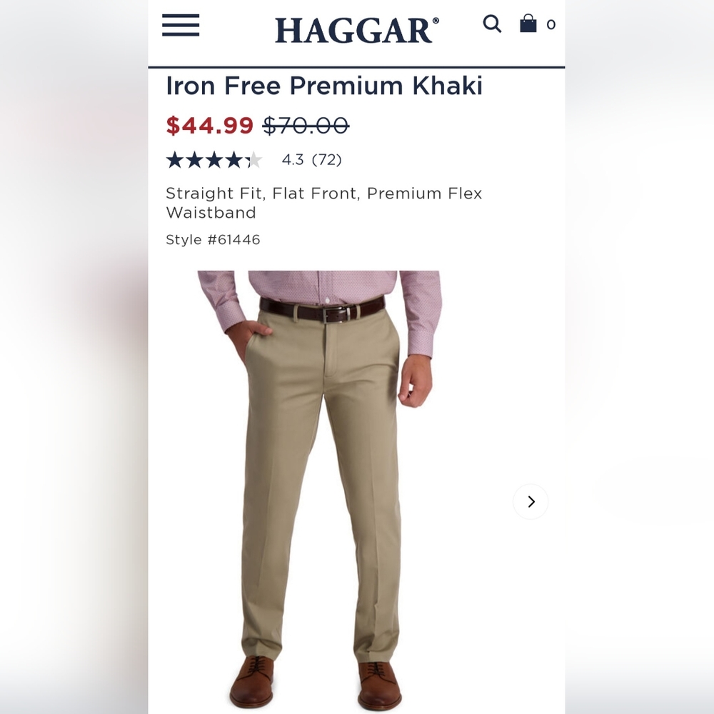 New Mens Haggar Khaki no iron pants